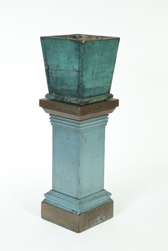 Appraisal: WOODEN PEDESTAL AND PLANTER American nd half- th century Planter