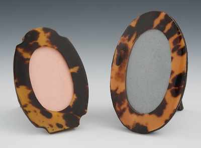 Appraisal: Two Tortoise Shell Picture Frames Two oval tortoise picture frames