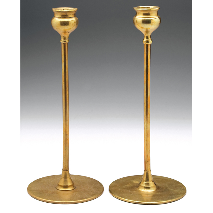 Appraisal: Jarvie candlesticks pair Alpha model in brass both signed ''w