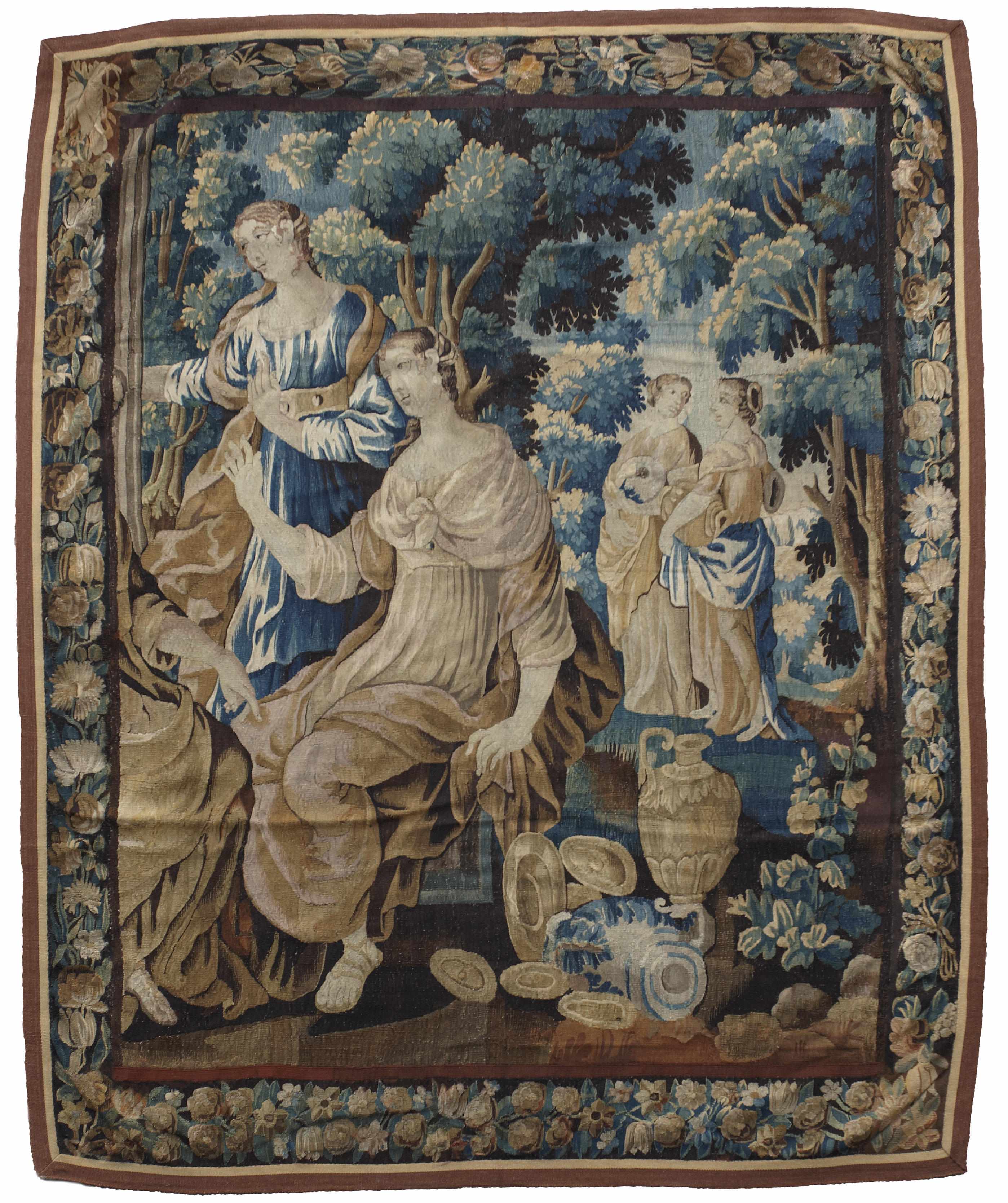 Appraisal: A Flemish Baroque tapestry early th century Partially depicting the