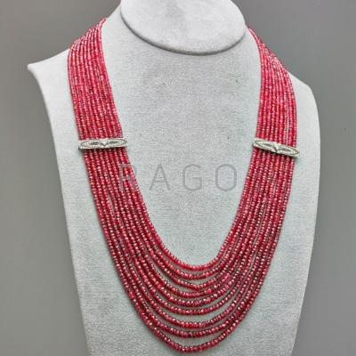 Appraisal: NINE STRAND RED SPINEL AND DIAMOND NECKLACE cts TW faceted