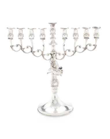 Appraisal: An Austrian silver menorah maker's mark AP probably for Adolf