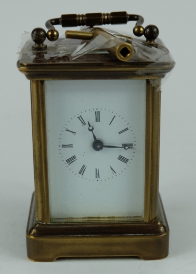 Appraisal: Miniature brass carriage clock height cm