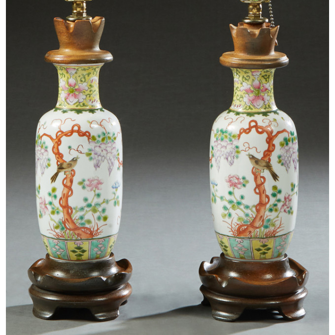 Appraisal: Pair of Chinese Famille Rose Porcelain Baluster Vases th c