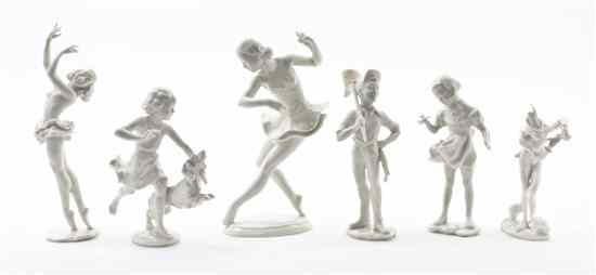 Appraisal: Six Hutschenreuther Blanc de Chine Porcelain Figures three depicting dancers