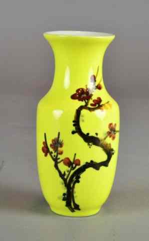 Appraisal: CHINESE IMPERIAL YELLOW GROUND VASECeramic vase cherry blossom design marked