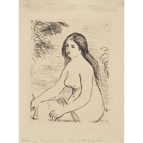 Appraisal: Pierre-Auguste Renoir - FEMME NUE ASSISE CIRCA DELTEIL French Soft-ground