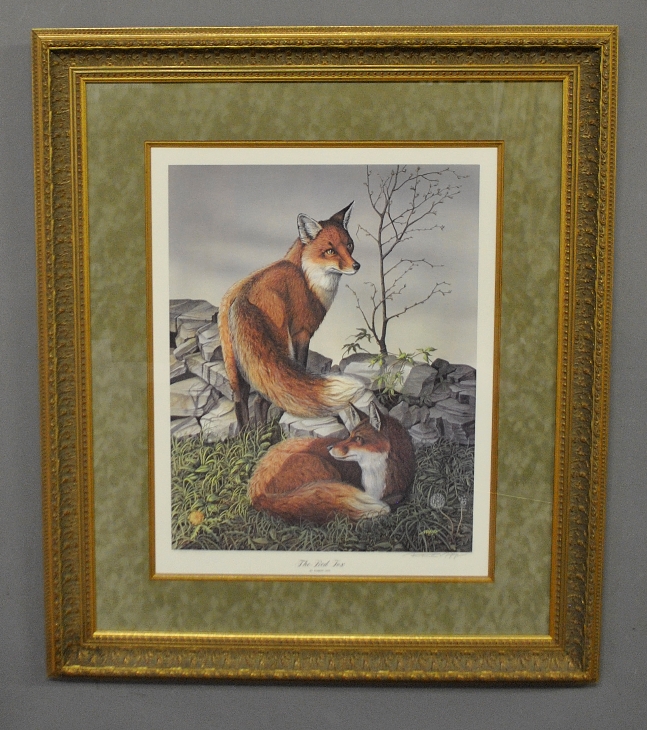 Appraisal: - Large framed and matted print titled The Red Fox