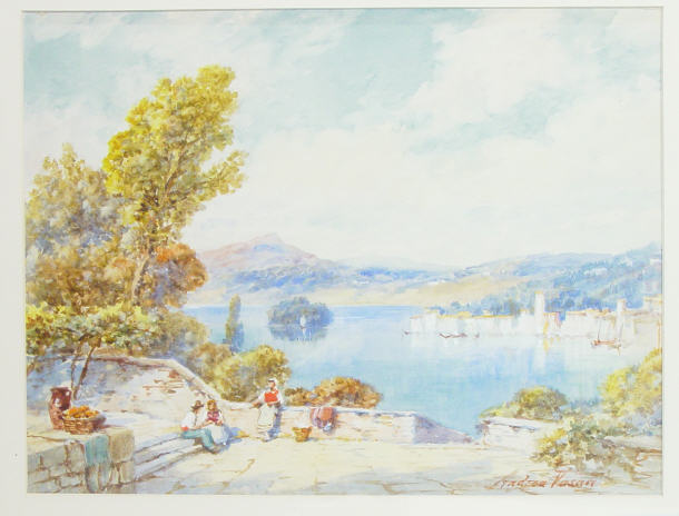 Appraisal: Andrea Vasari - Watercolour of a Continental promenade before a