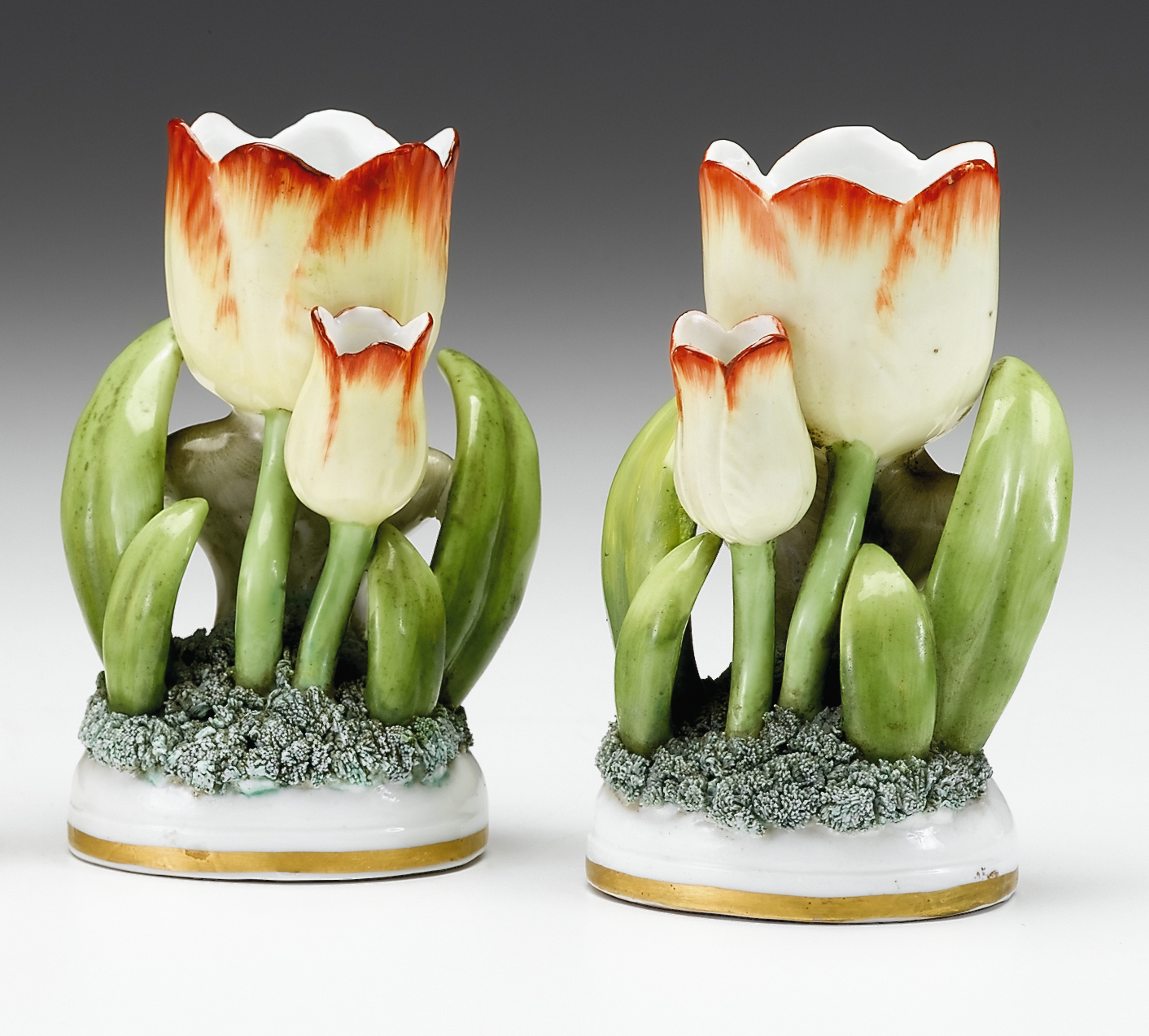 Appraisal: Pair of Worcester porcelain tulip form vases late th century