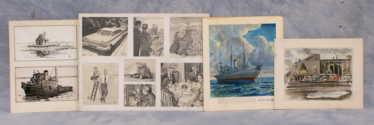 Appraisal: Richard Baldwin American PA b unframed transportation related drawings and