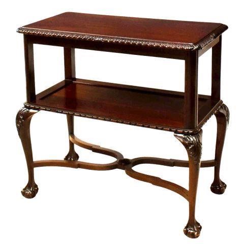 Appraisal: Chippendale style mahogany two-tier table th c tabletop with molded