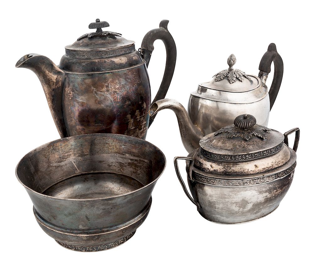 Appraisal: A RUSSIAN FOUR-PIECE SILVER TEA AND COFFEE SERVICE WORKMASTER CARL