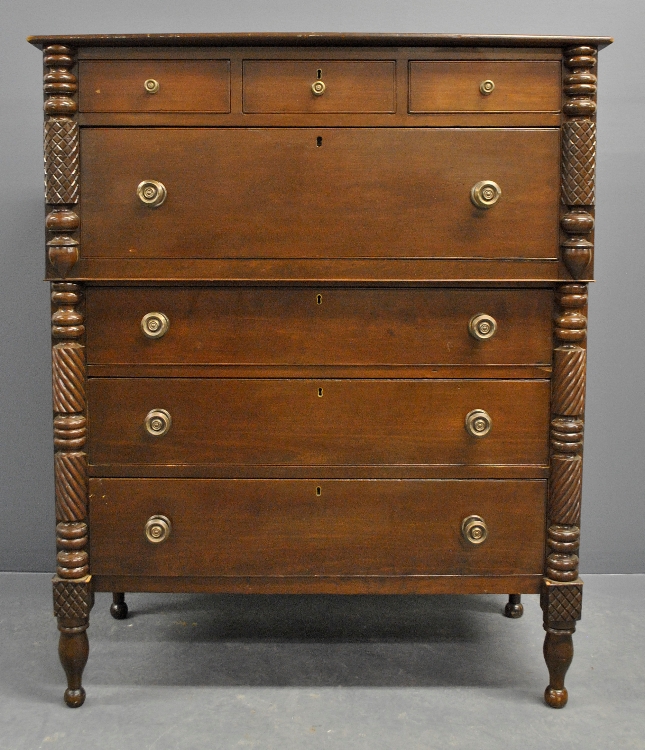 Appraisal: - Sheraton cherry tall chest c probably Kentucky or Ohio