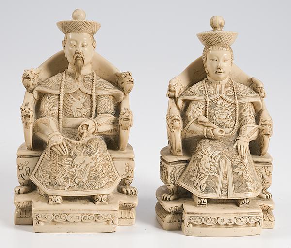 Appraisal: CHINESE EMPEROR AND EMPRESS FIGURALS IN FRENCH IVORY th century