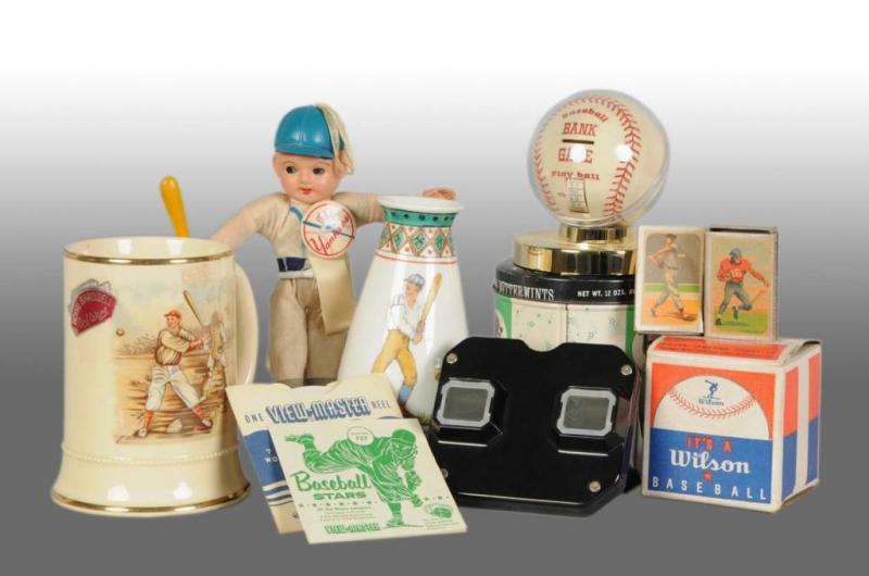 Appraisal: Lot of Assorted Baseball Memorabilia Items Description Includes early ceramic