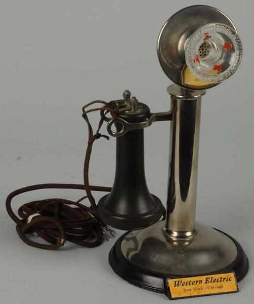 Appraisal: Western Electric Type Stick Telephone Circa nickeled brass Western Electric