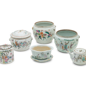 Appraisal: Six Chinese Famille Rose Porcelain Articles comprising two jars one