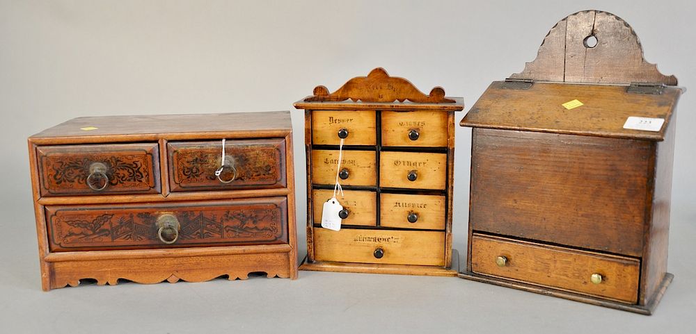 Appraisal: Three piece lot to include a small spice cabinet ht