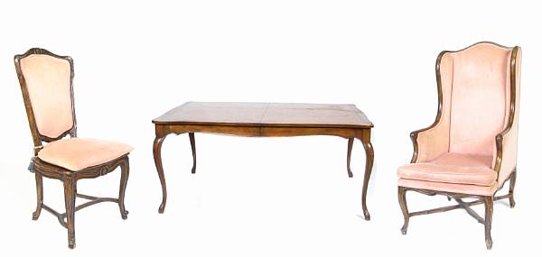 Appraisal: A Louis XV style dining suite comprising a table with