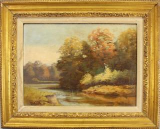 Appraisal: American School Signed Autumnal River Landscape American School Signed Autumnal