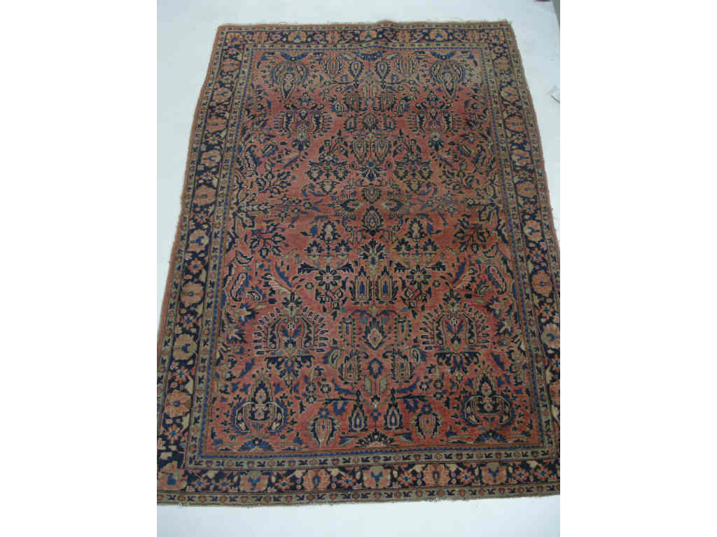 Appraisal: Semi- Antique Sarouk semi-antique sarouk rug hand-tied wool base red