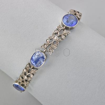 Appraisal: LATE VICTORIAN SAPPHIRE AND DIAMOND BRACELET Six oval faceted blue