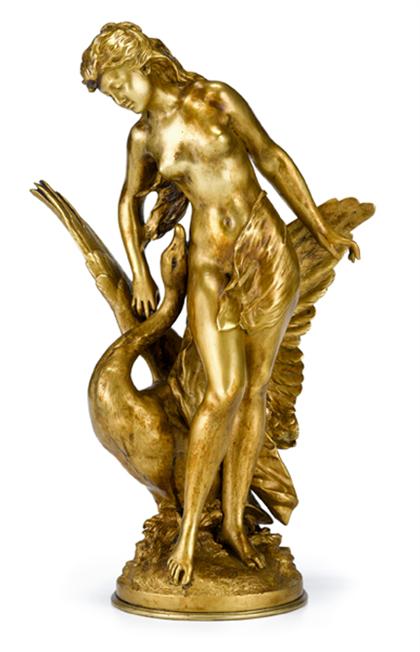 Appraisal: August Moreau French - leda and the swan Bronze gilt