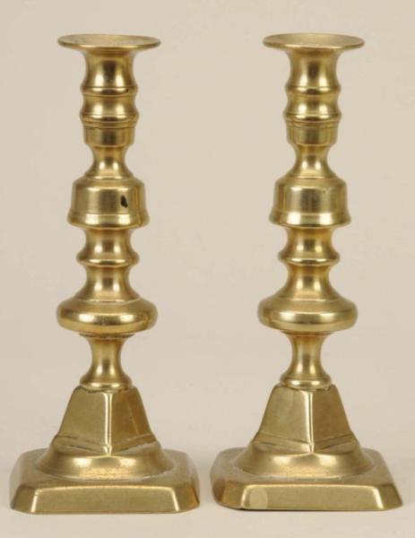 Appraisal: Lot of English Brass Candlesticks Description Circa to Core-cast Complete