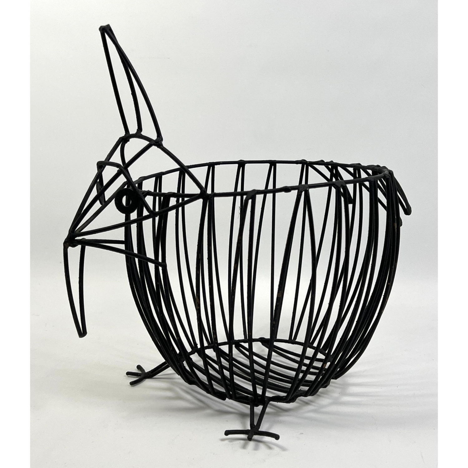 Appraisal: JOHN H RISLEY Wire Basket Sculpture Bird form Dimensions H