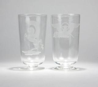 Appraisal: Two glass vases by Sydney Waugh for Steuben Each designed