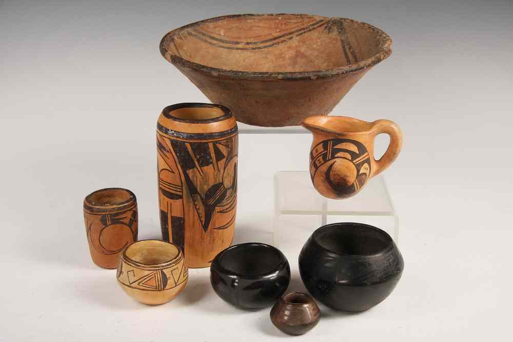 Appraisal: NATIVE AMERICAN POTTERY PCS - All late th-early th century