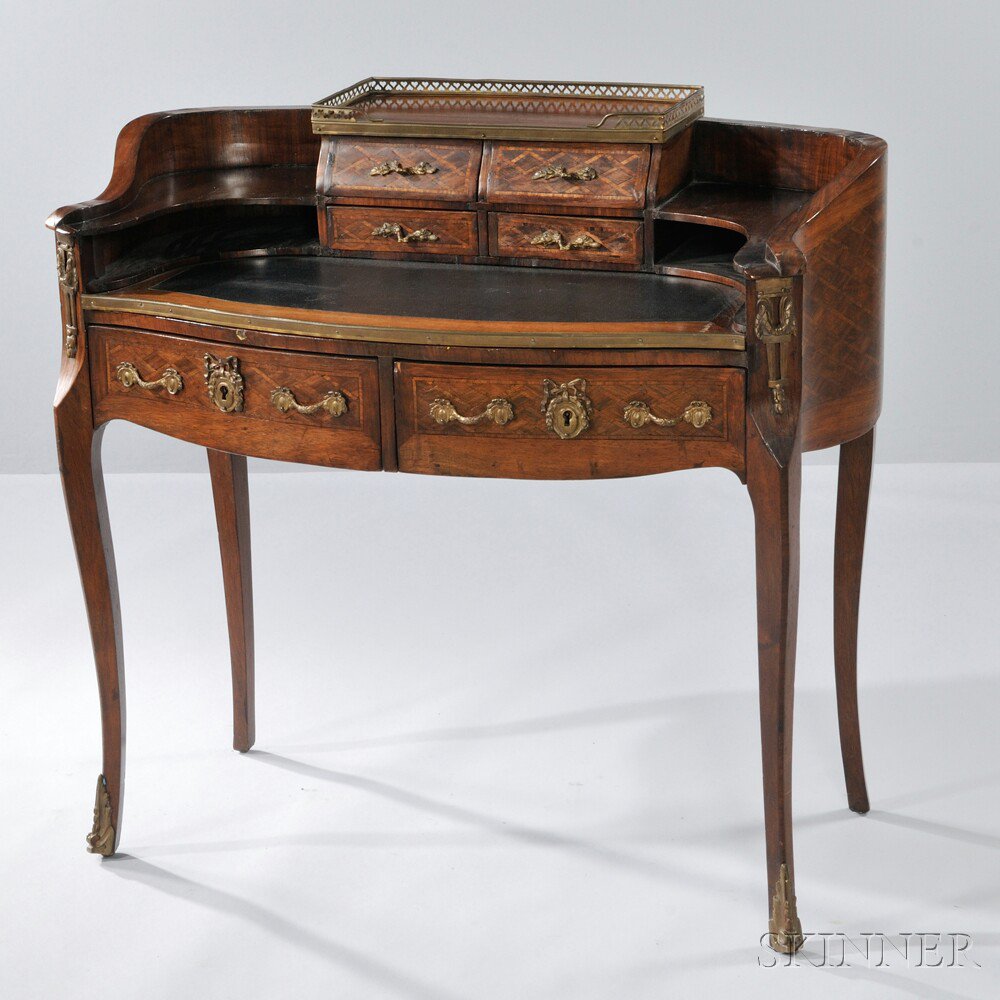 Appraisal: Louis XV-style Kingwood and Tulipwood Bonheur du Jour late th