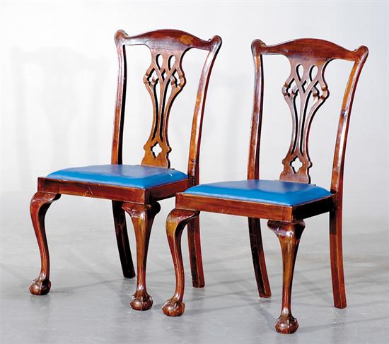 Appraisal: Four Chippendale style mahogany side chairs late th century shaped