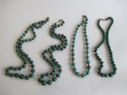 Appraisal: Collection of four malachite necklaces