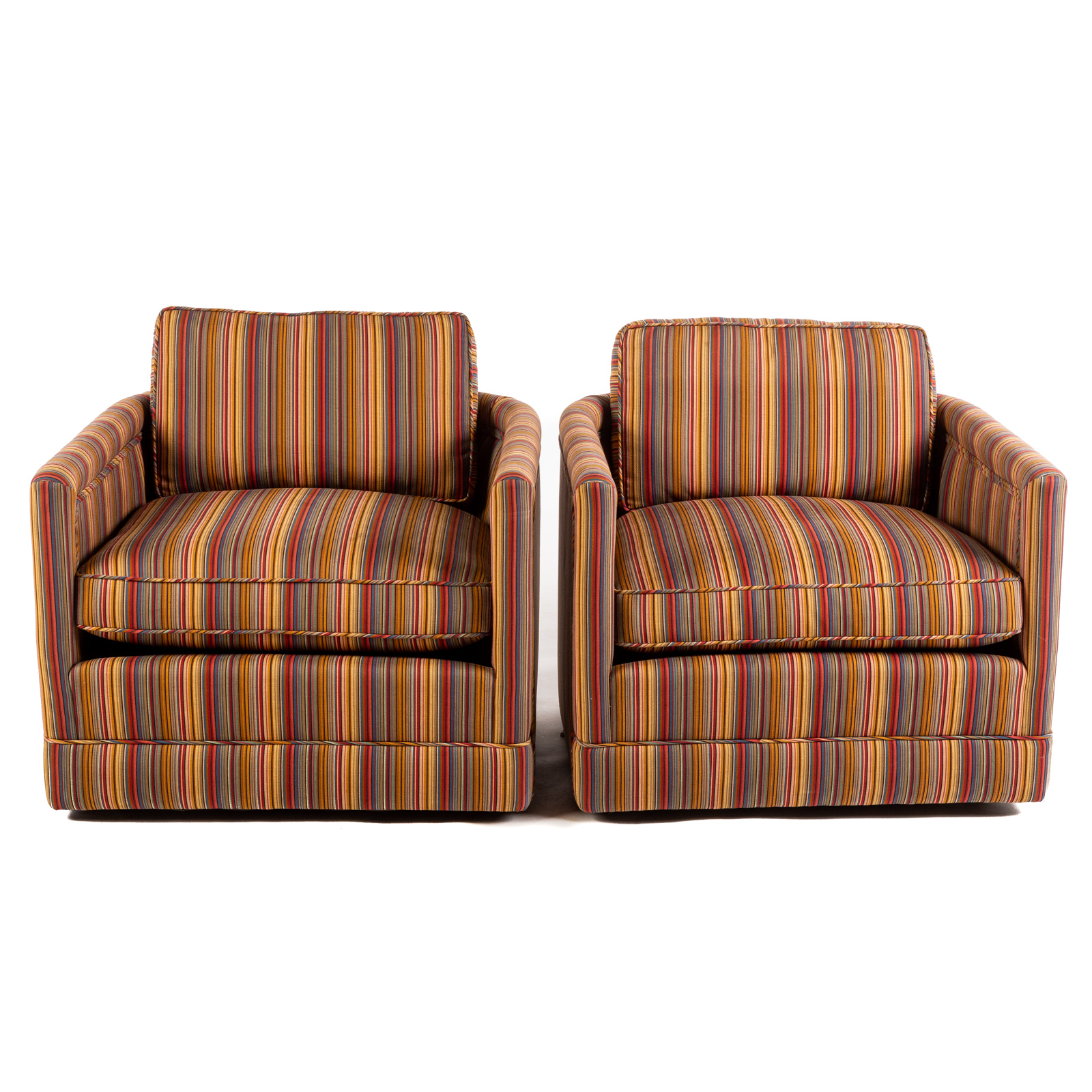 Appraisal: A PAIR OF UPHOLSTERED CHAIRS th century strong frame with