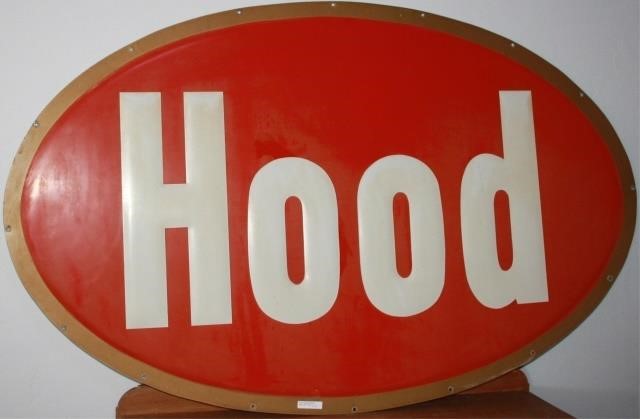 Appraisal: VINTAGE HOOD DAIRY EMBOSSED TIN ADVERTISING SIGN X GOOD ORIGINAL