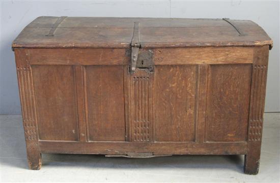 Appraisal: Early th Century oak domed top coffer with cast metal