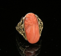 Appraisal: A Cameo Gold Ring k yellow gold ornate ring set