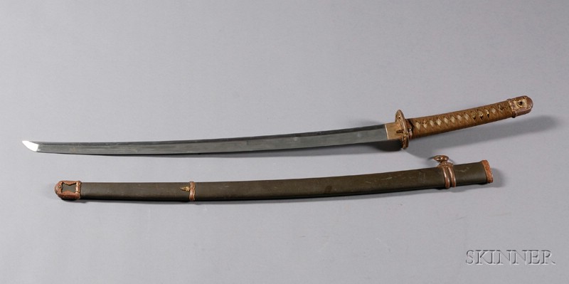 Appraisal: Japanese Sword WWII arsenal made gunto military issue mounts blade