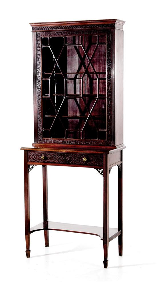 Appraisal: Chinese Chippendale style mahogany cabinet on stand early th century