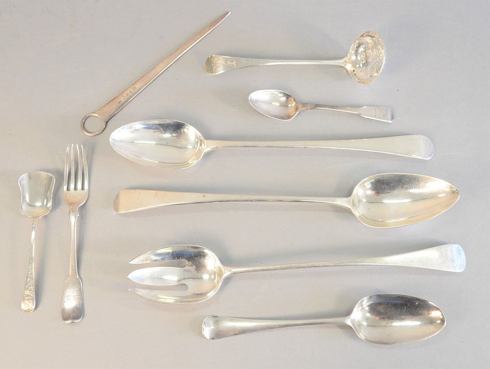 Appraisal: Nine piece silver lot of early English or Irish stuffing