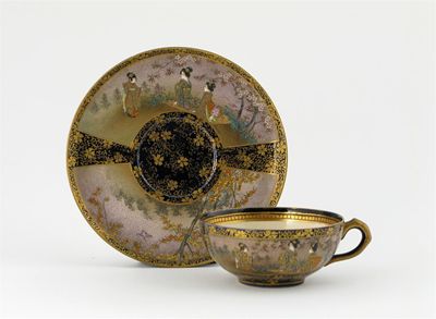 Appraisal: A Japanese Satsuma teacup and saucer by Kinkozan painted with