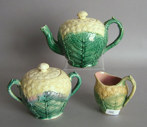 Appraisal: Majolica -pc tea service in the cauliflower pattern