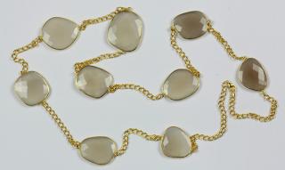 Appraisal: Chalcedony and vermeil necklace Chalcedony and vermeil necklace featuring nine