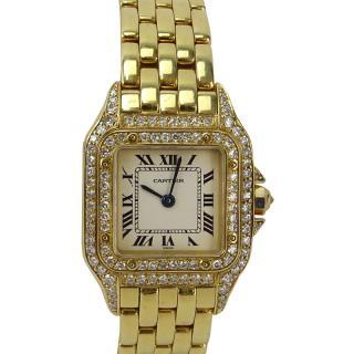 Appraisal: Lady's Cartier Karat Yellow Gold and Diamond Panther Bracelet Watch