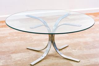 Appraisal: Glass Top Coffee Table Glass top coffee table with chrome