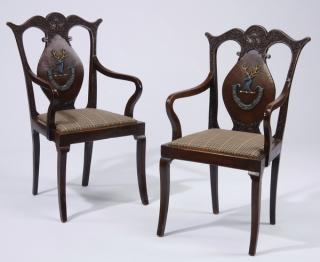 Appraisal: th c English mahogany armchairs Pair of late th century