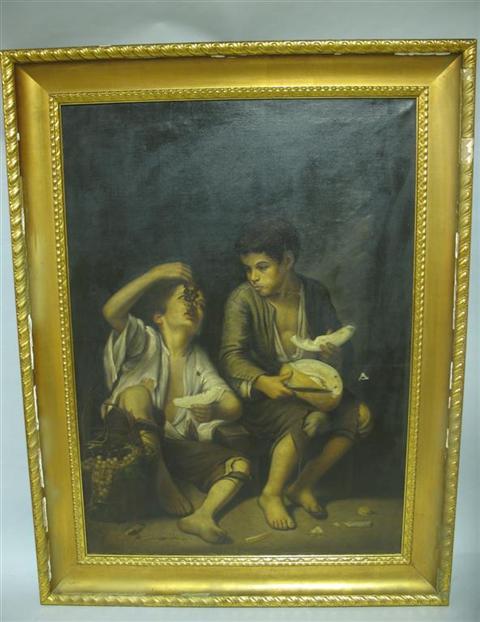 Appraisal: J GRAF AFTER MURILLO TWO BOYS EATING FRUIT Oil on