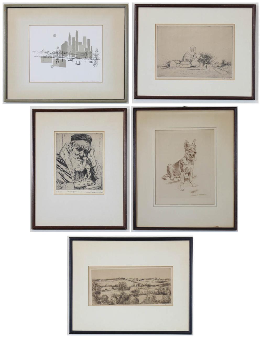 Appraisal: FRAMED ART FIVE PIECES Morgan Dennis U S A -